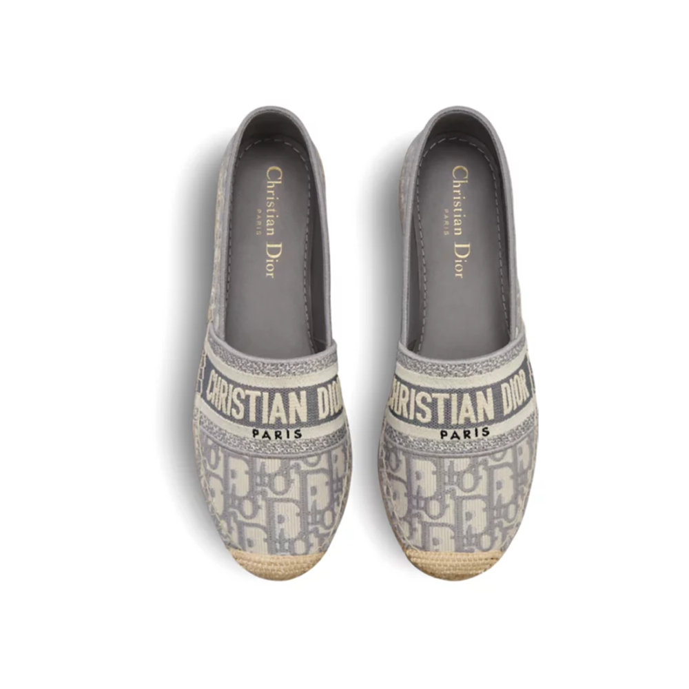 Christian Dior White & Grey Granville Espadrille Shoe-thumb-1
