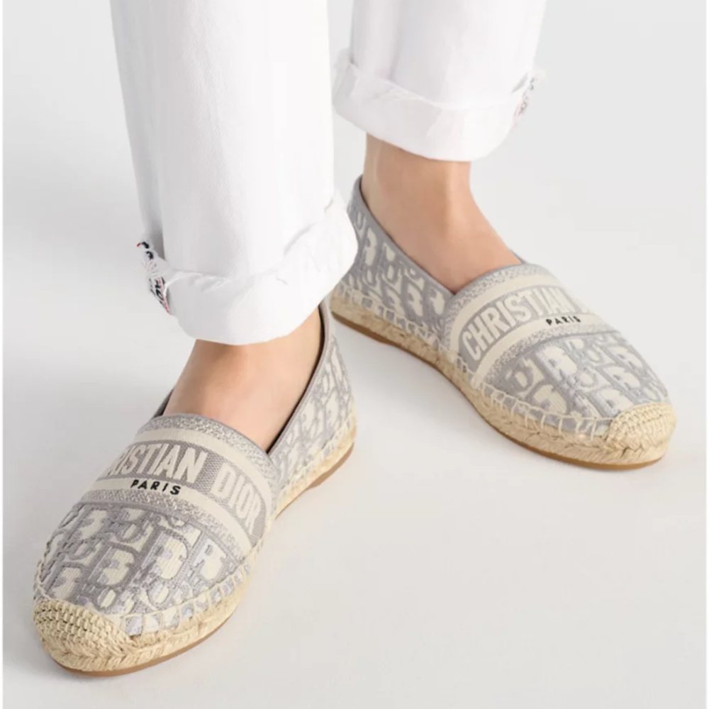Christian Dior White & Grey Granville Espadrille Shoe-thumb-2