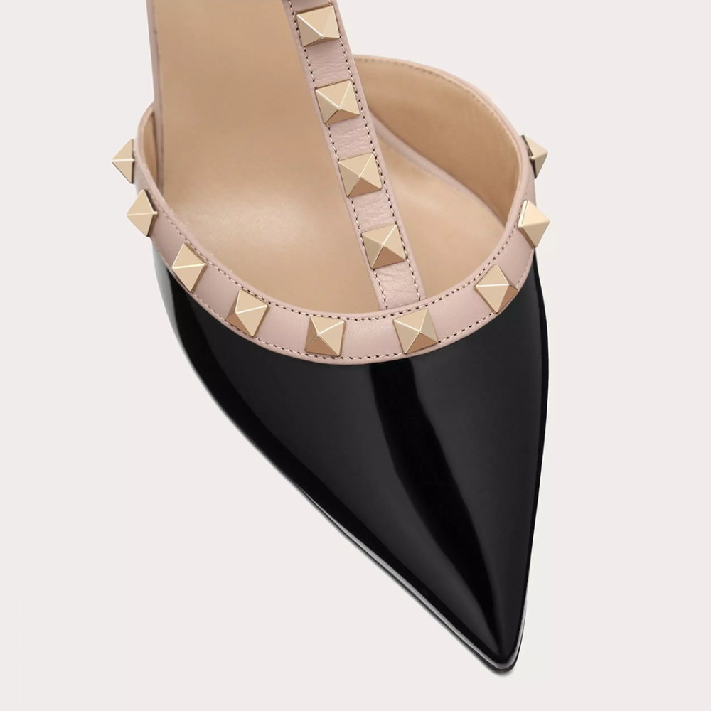 Valentino Garavani Black Rockstud Caged Heel Sandles-thumb-4