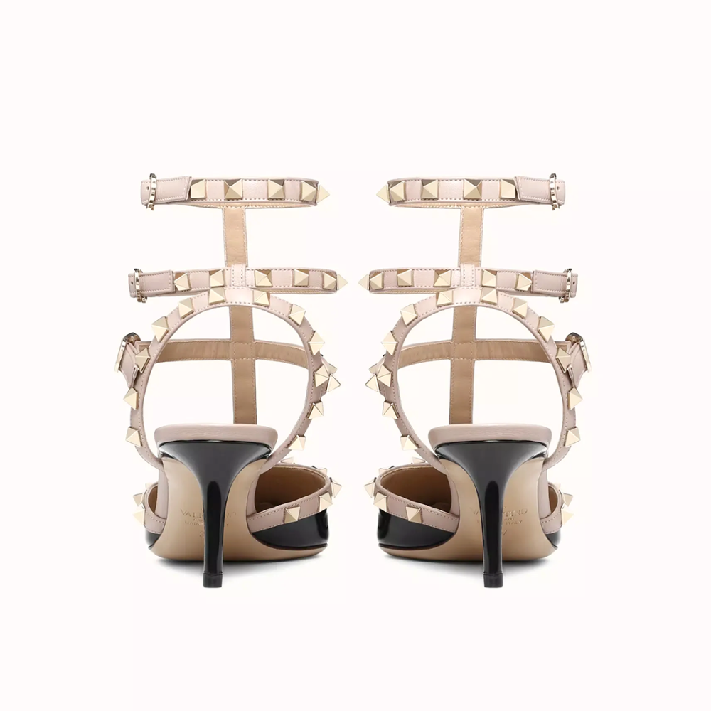Valentino Garavani Black Rockstud Caged Heel Sandles-thumb-3