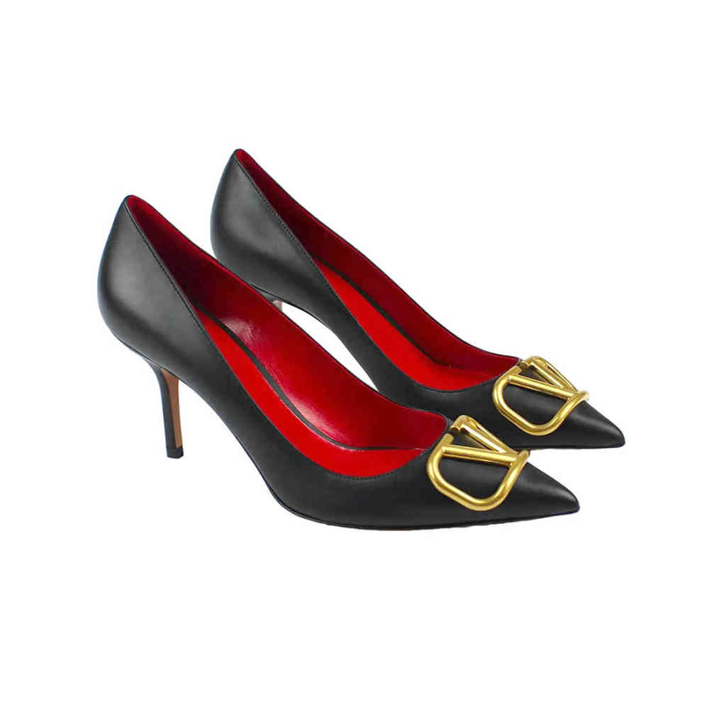 Valentino Garavani Black VLogo Pumps-thumb-0