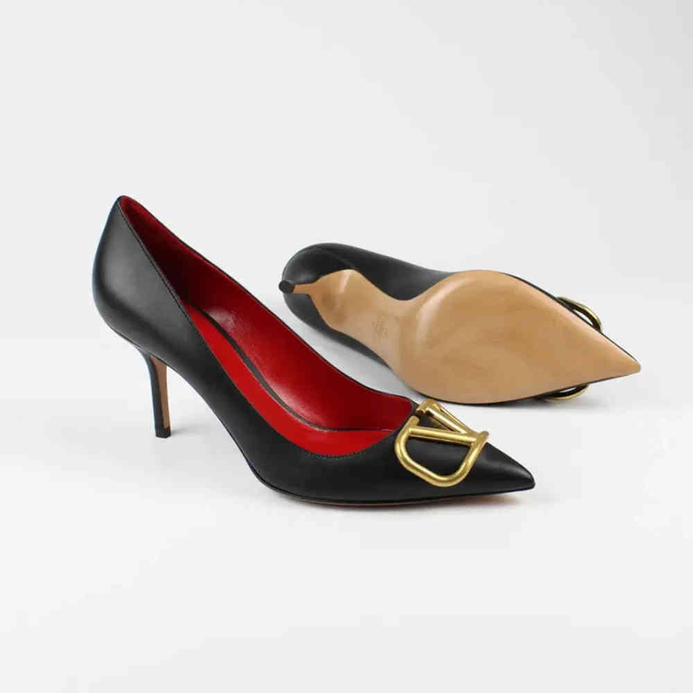 Valentino Garavani Black VLogo Pumps-thumb-3
