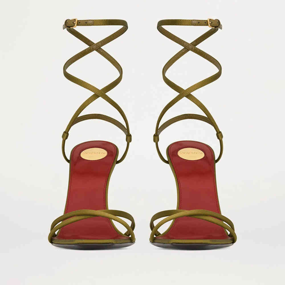 Ysl Opyum Satin Golden Heel Sandals-3