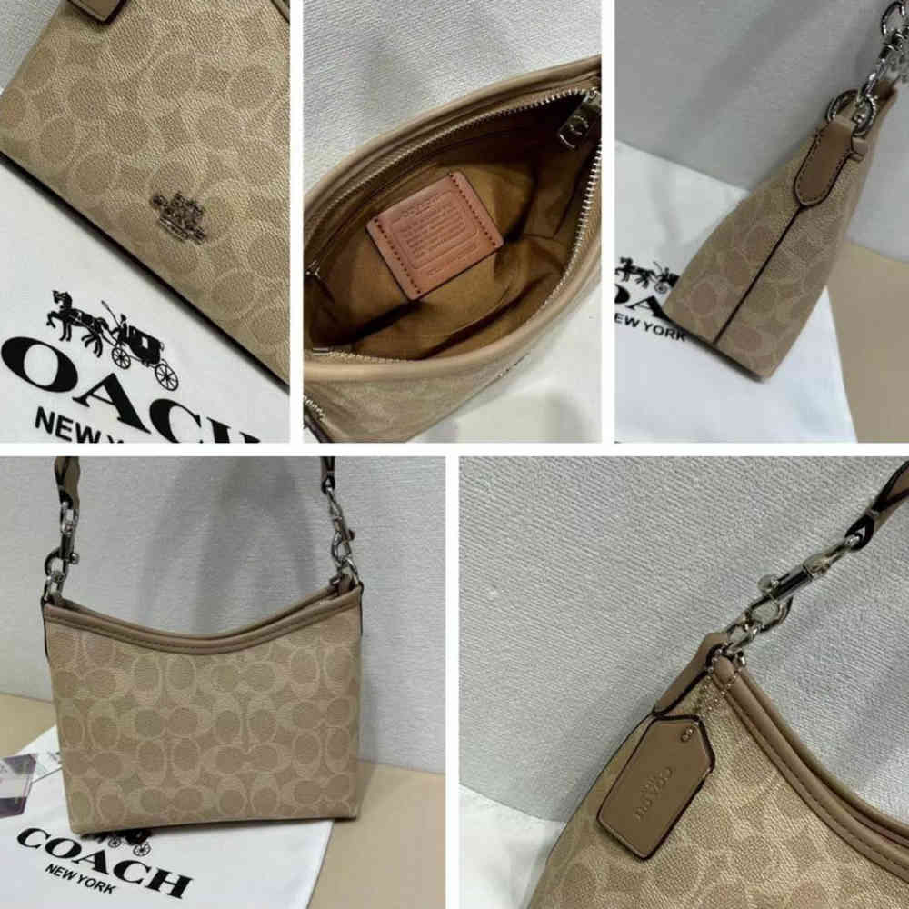 Coach Laurel Small Light Beige Shoulder Bag-thumb-1