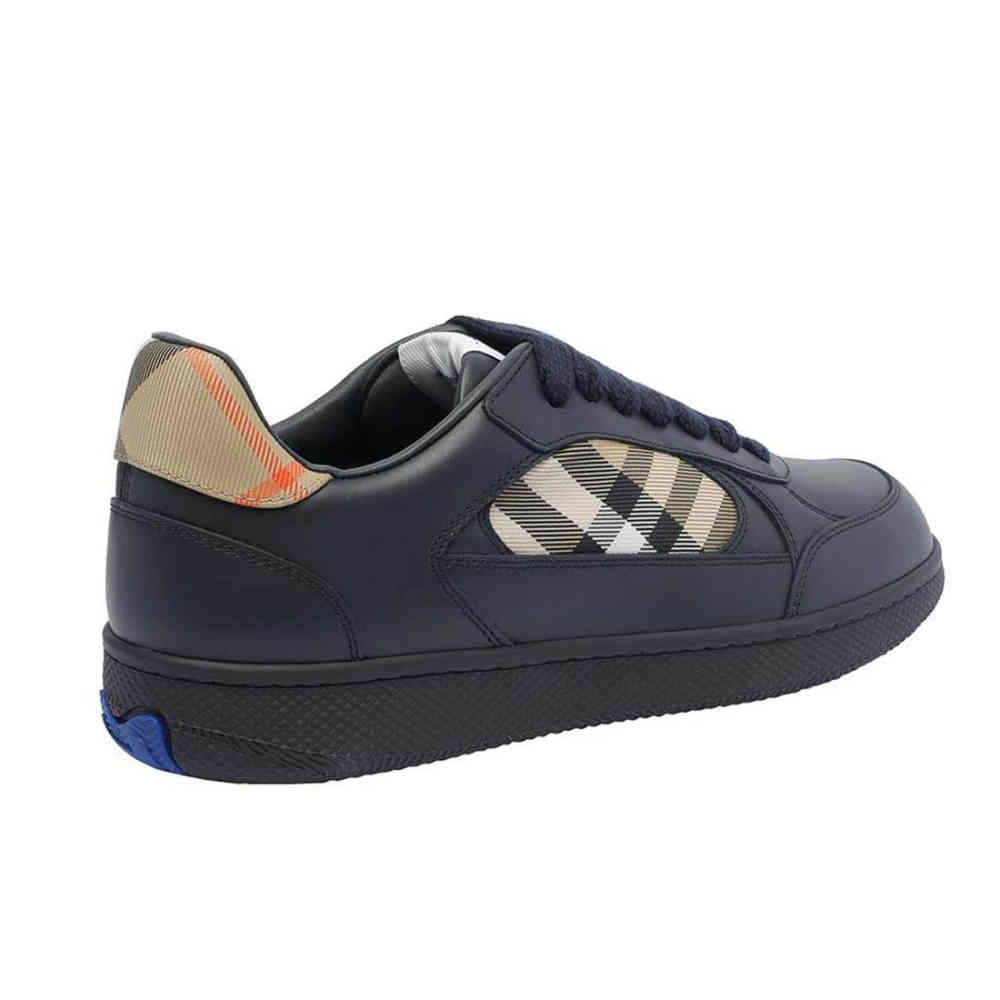 Burberry Terrace Leather and Check Sneakers-thumb-3