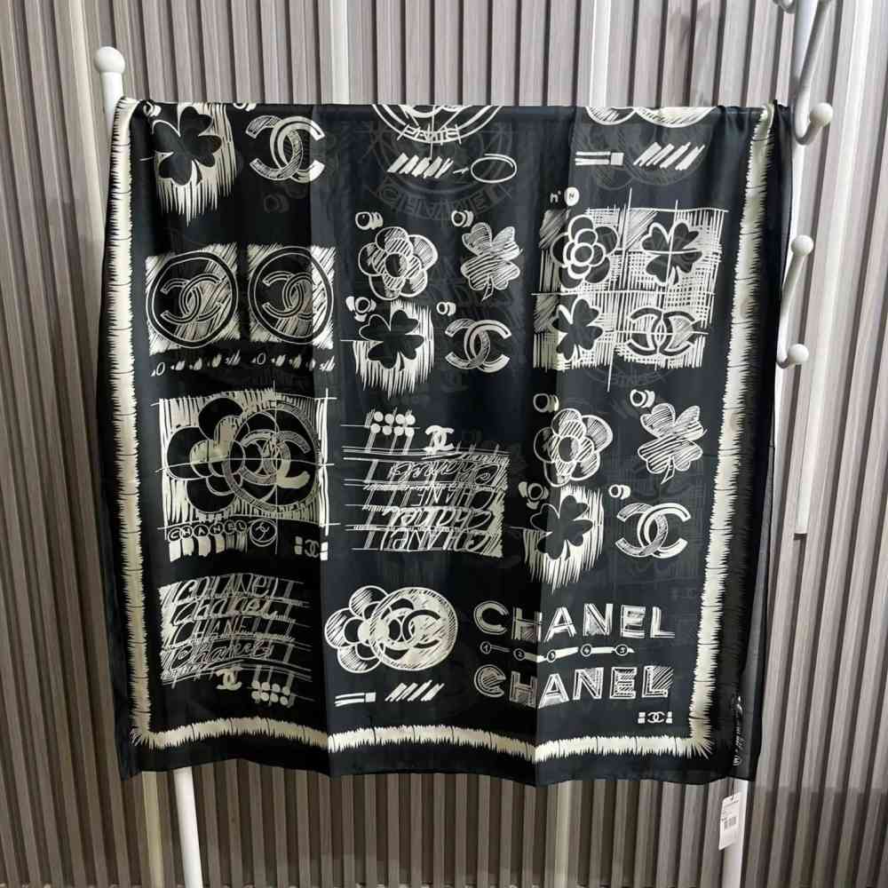 Chanel Designer Black Silk Stole-1