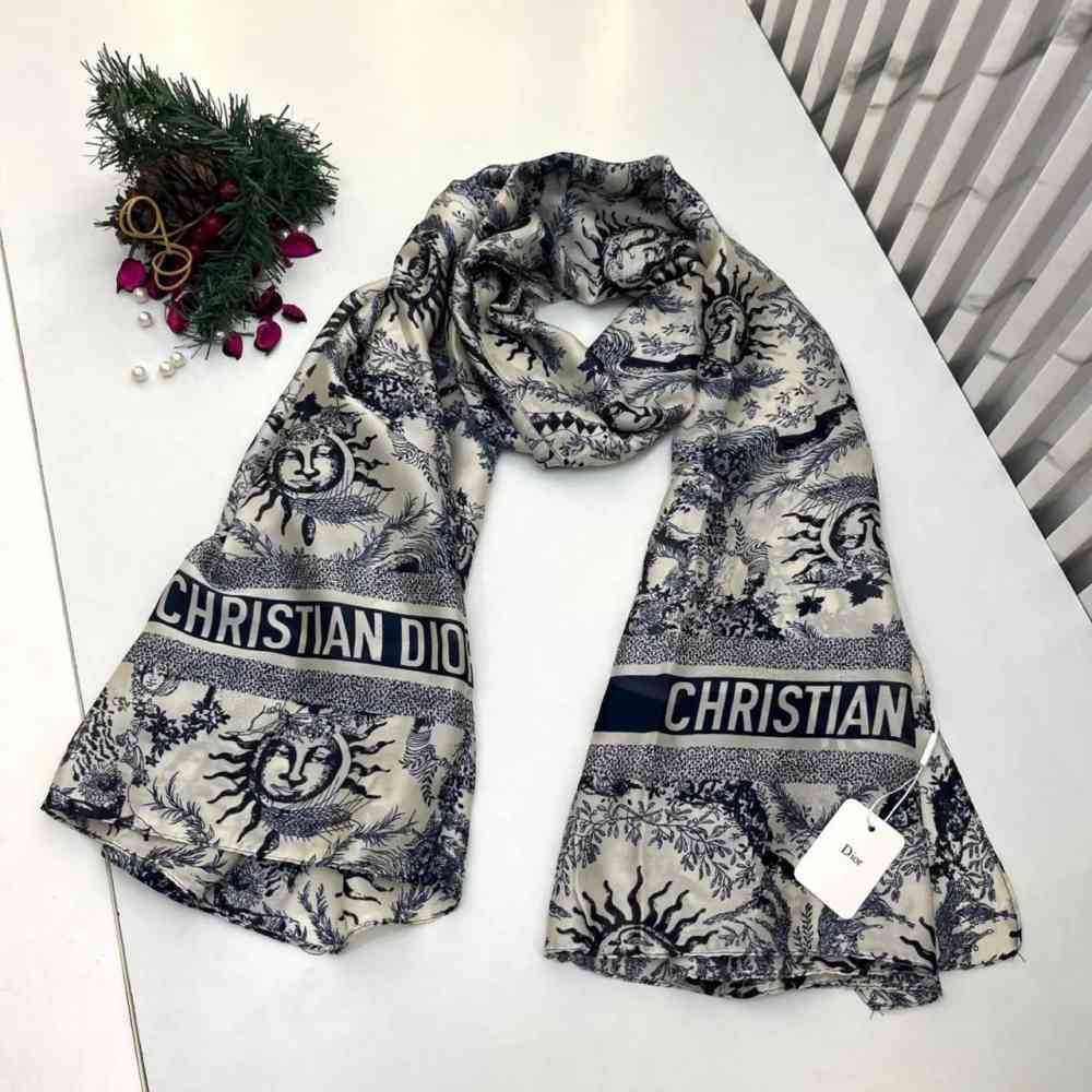 Black & White Dior Premium Quality Black & Cream Silk Stole