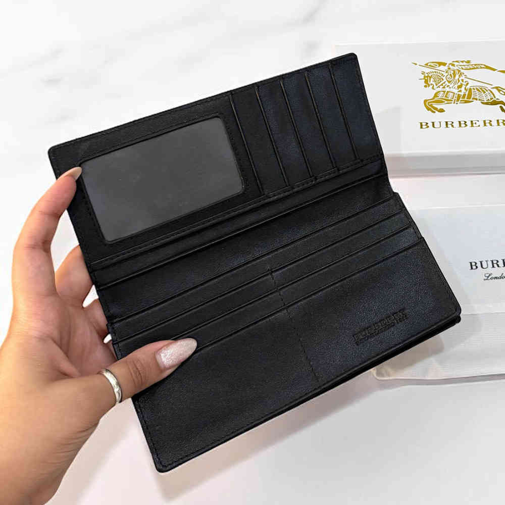 Burberry Black Leather Bifold Long Wallet-2