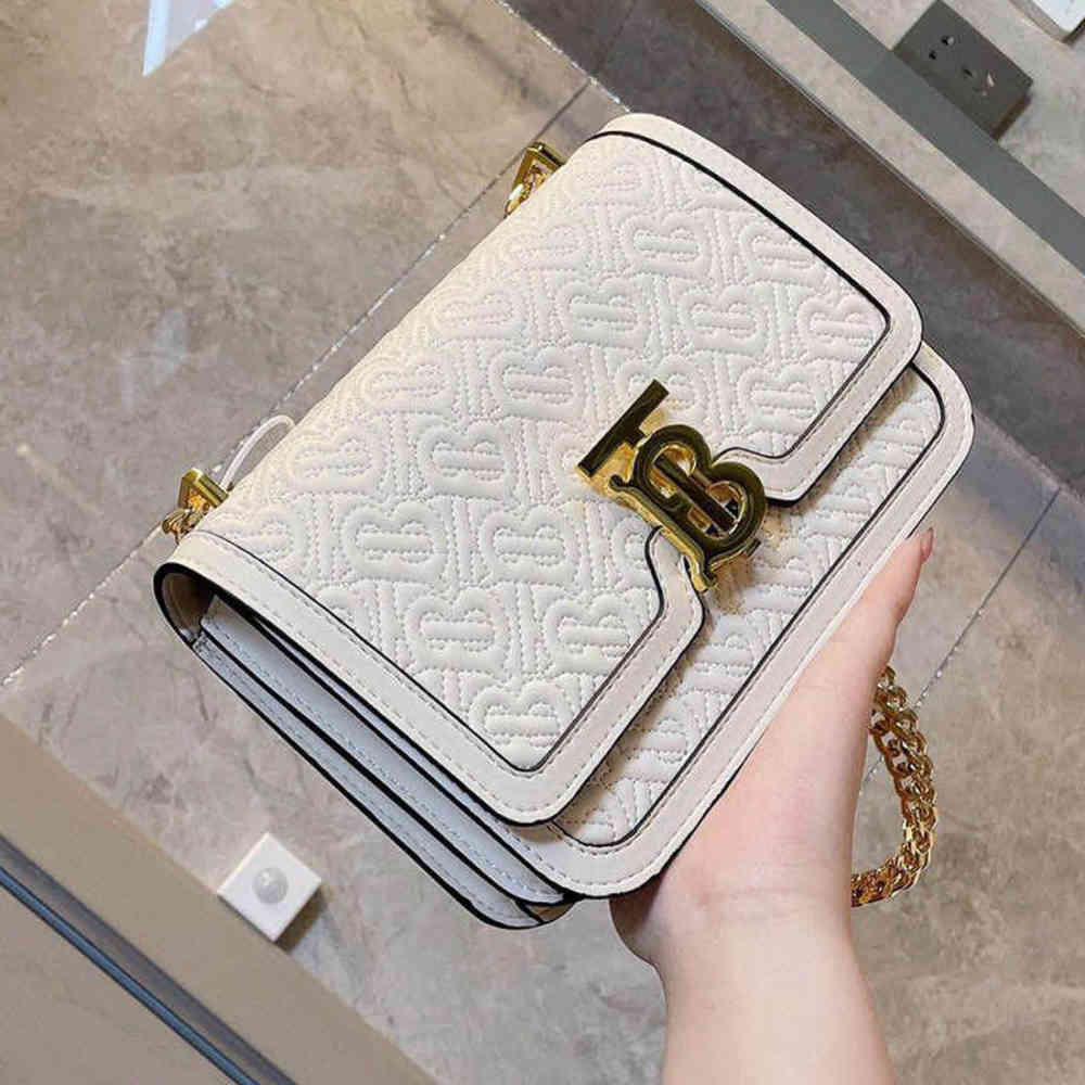 White Burberry TB Monogram Quilted Black Sling Bag