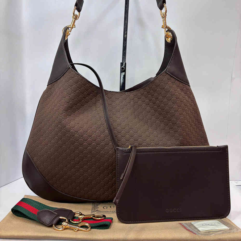 Dark Brown Gucci Hobo Green Shoulder Bag