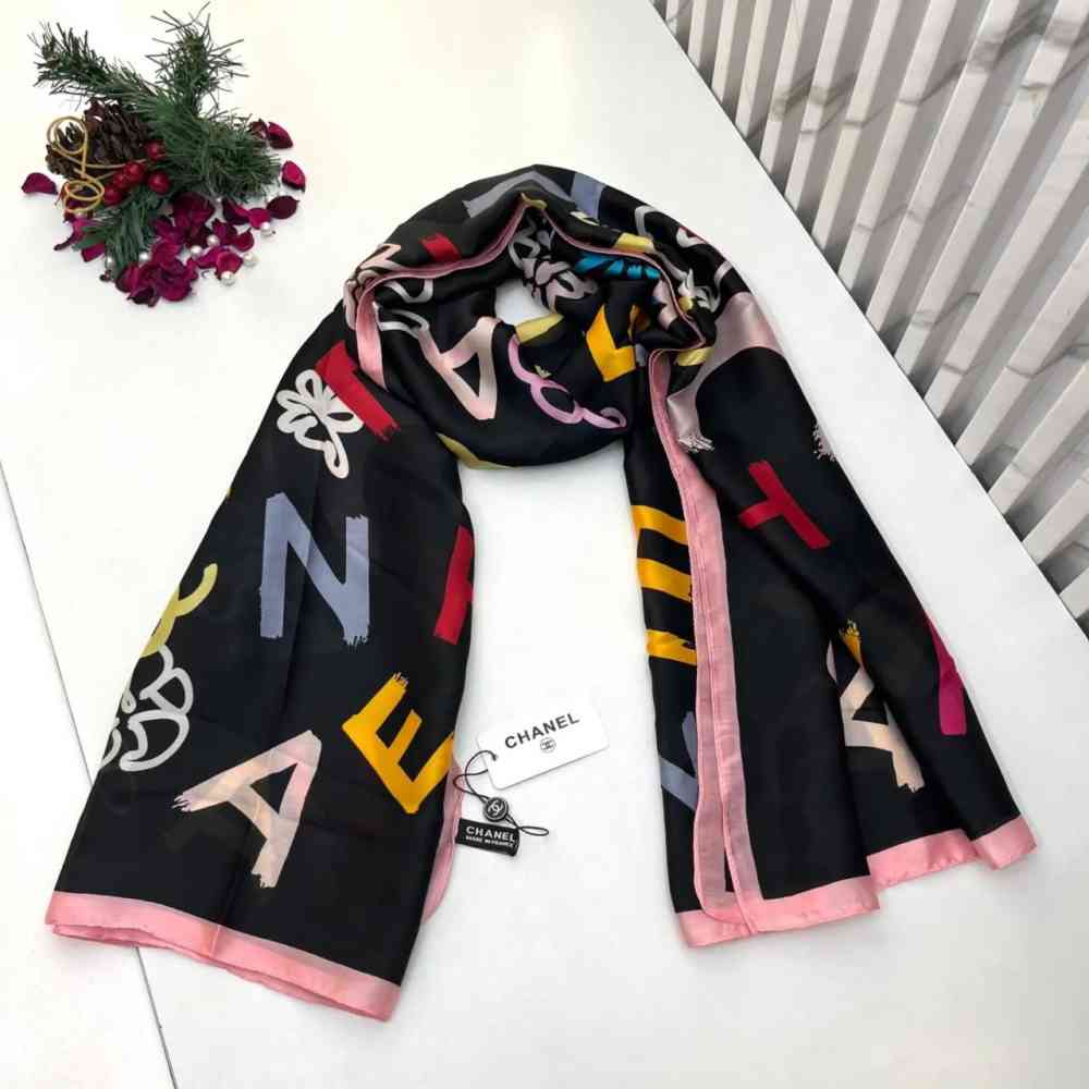 Black Chanel Premium Quality Blue Silk Stole
