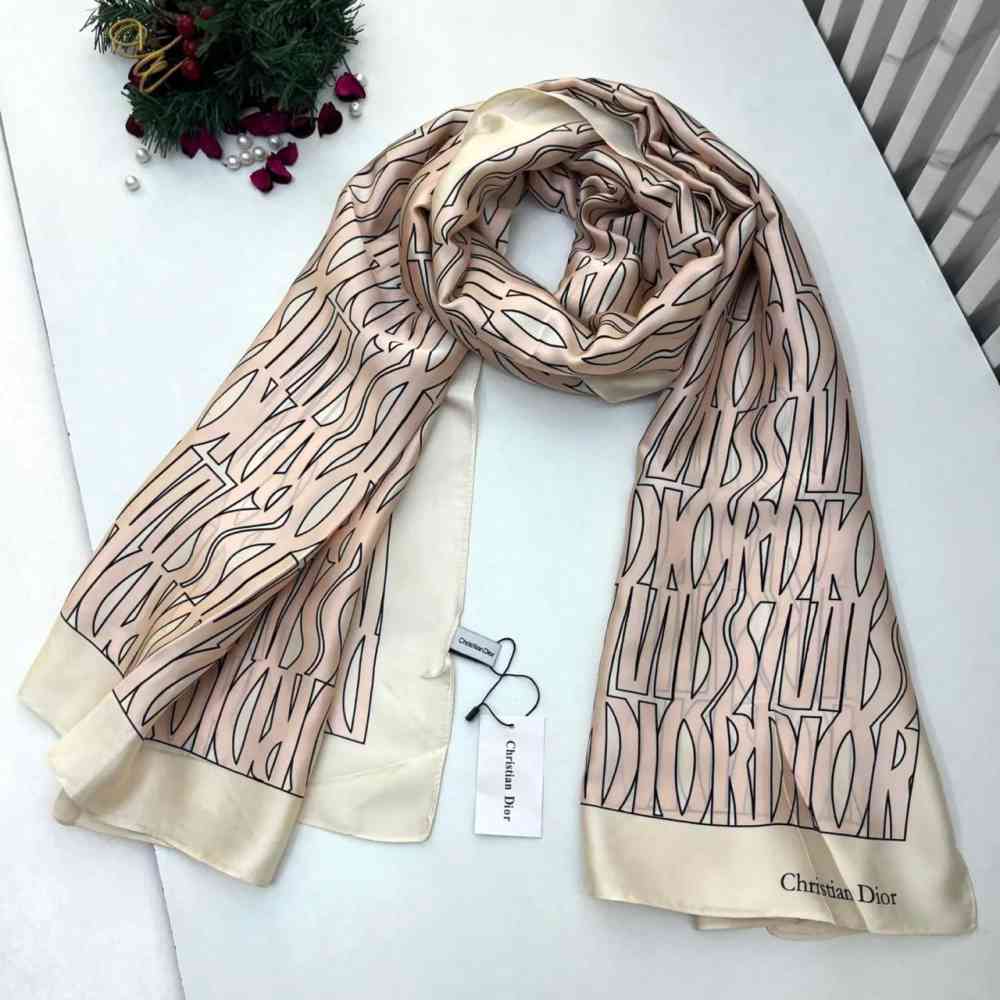 Cream Dior Premium Quality Navy Blue Silk Stole