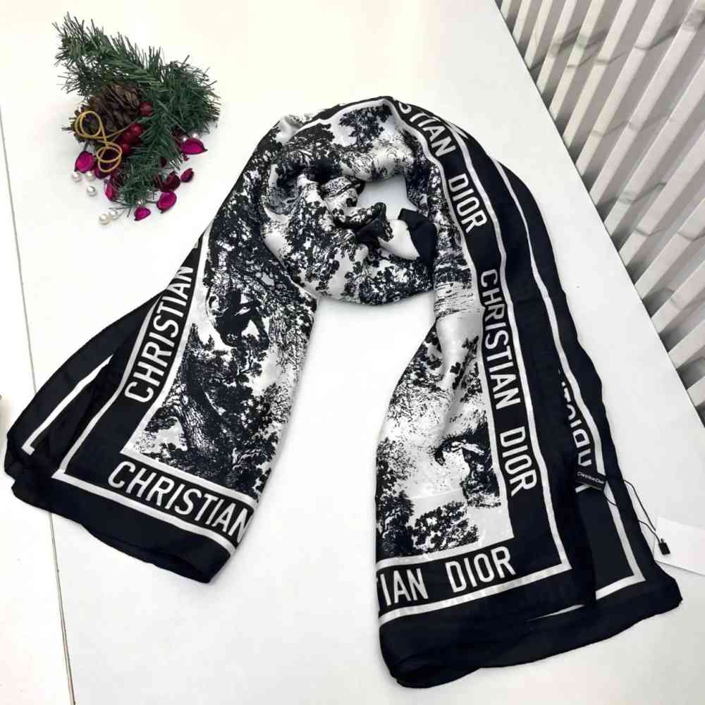 Black Dior Premium Quality Grey Silk Stole