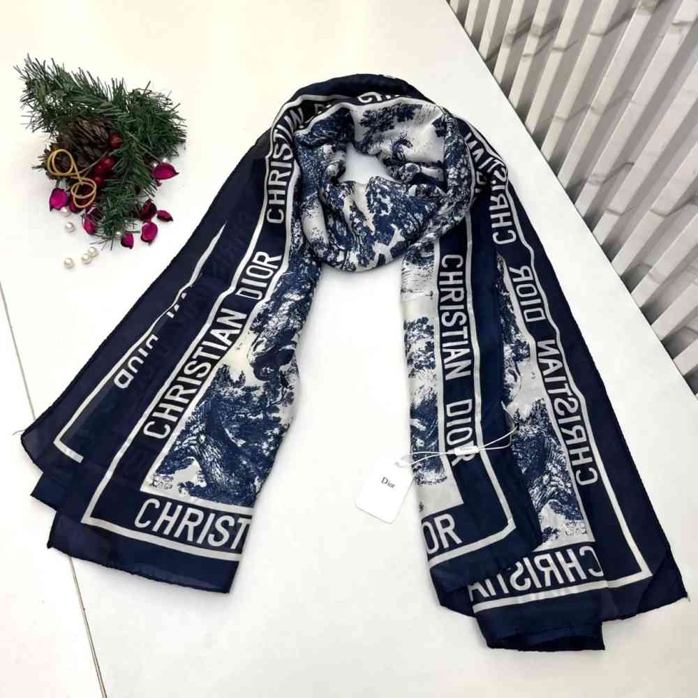 Blue Dior Premium Quality Grey Silk Stole