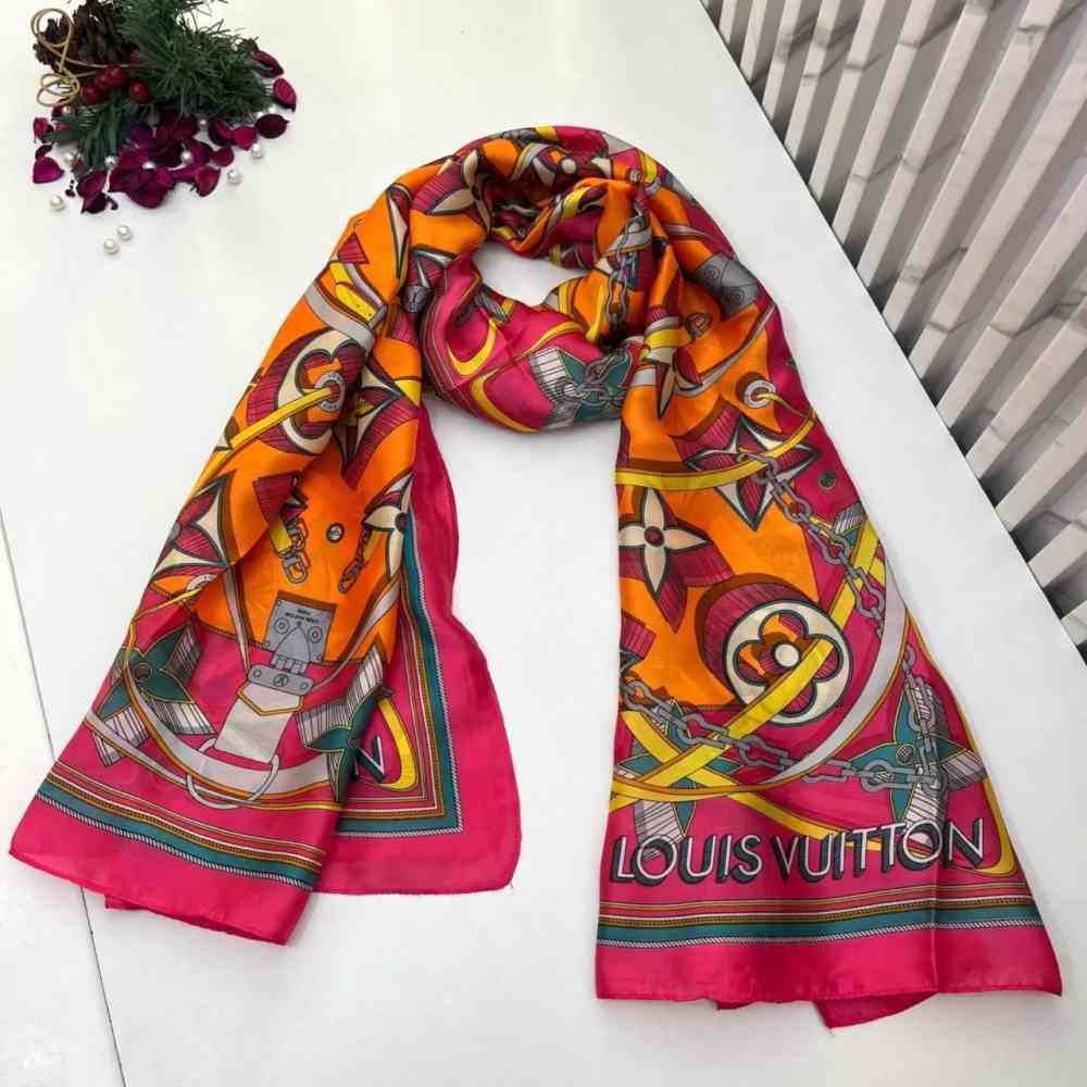 Orange Louis Vuitton Premium Quality Brown & Blue Silk Stole