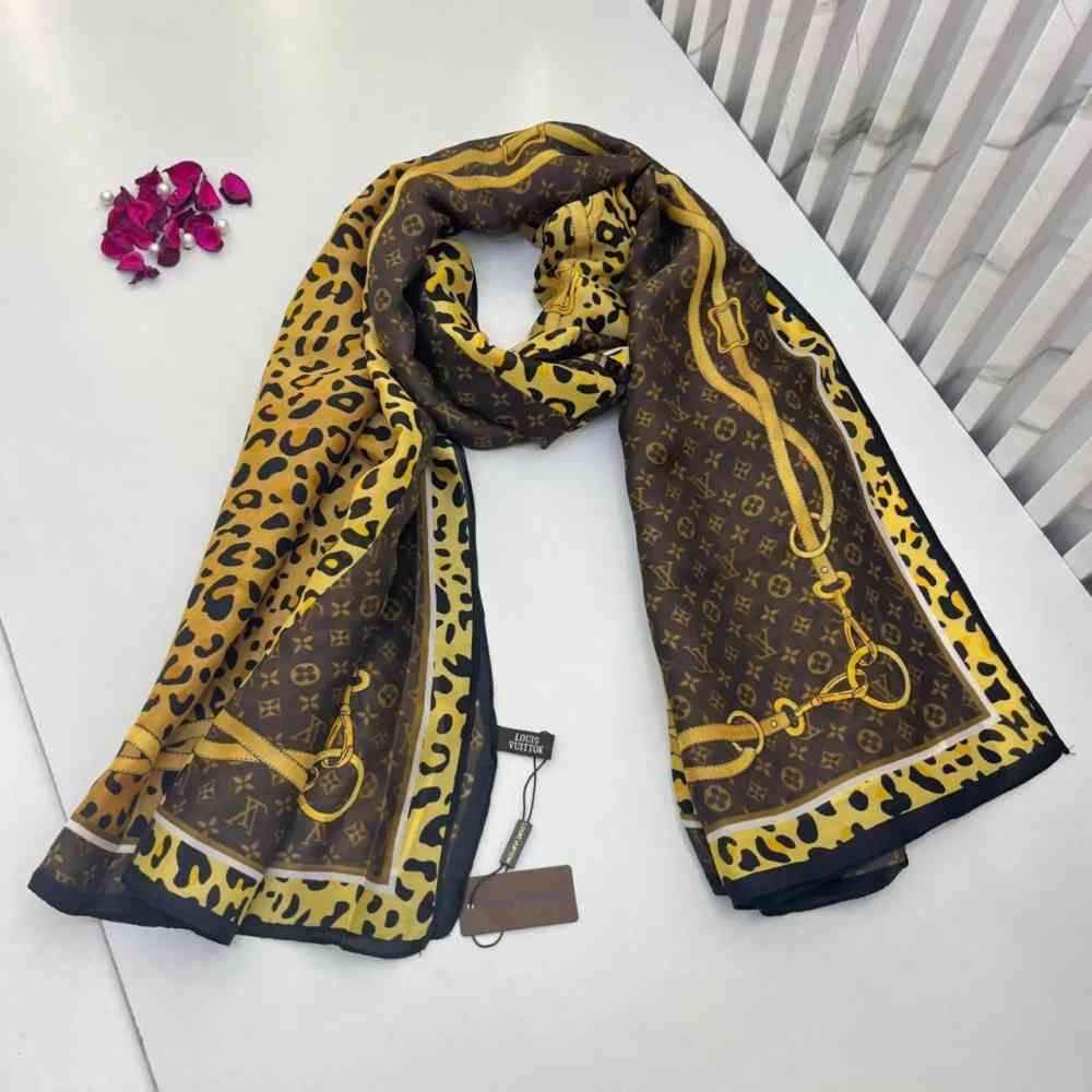 Brown Louis Vuitton Premium Quality Black Silk Stole