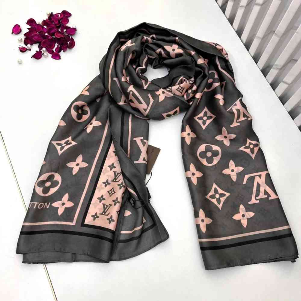 Louis Vuitton Premium Quality Black & Cream Silk Stole-thumb-0
