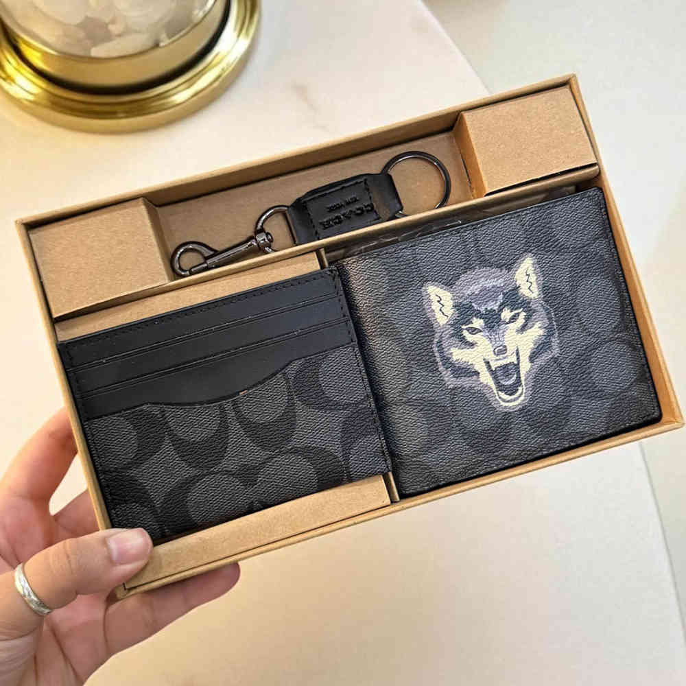 Black Coach Signature Canvas With Rexy Dinosaur 3-In-1 Wallet