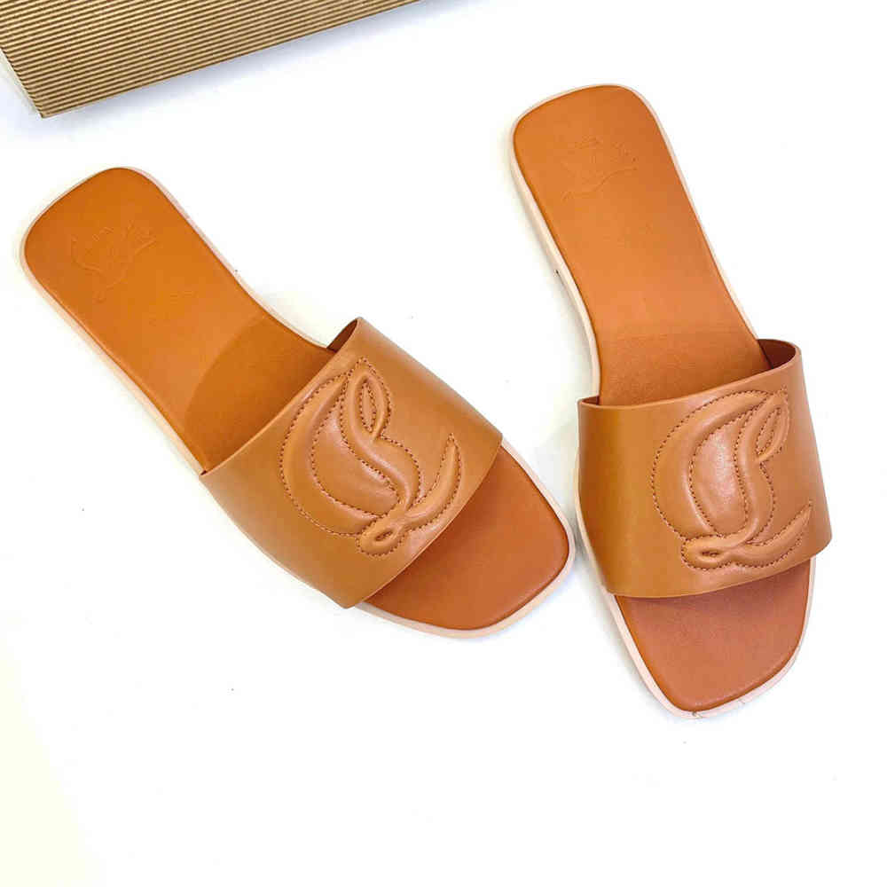 Brown Christian Loubutin Black Mules Flat