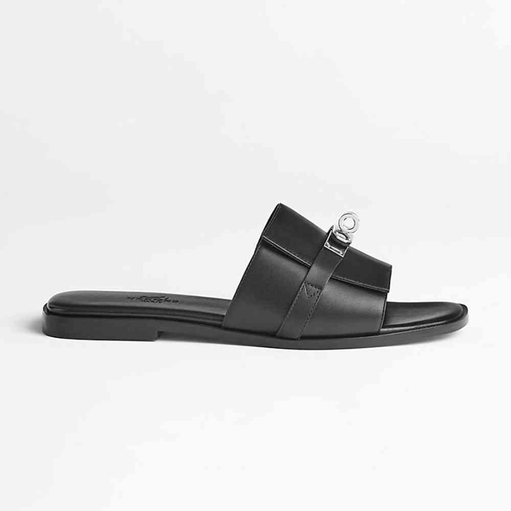 Black Hermes Giulia Brown Slide Sandal