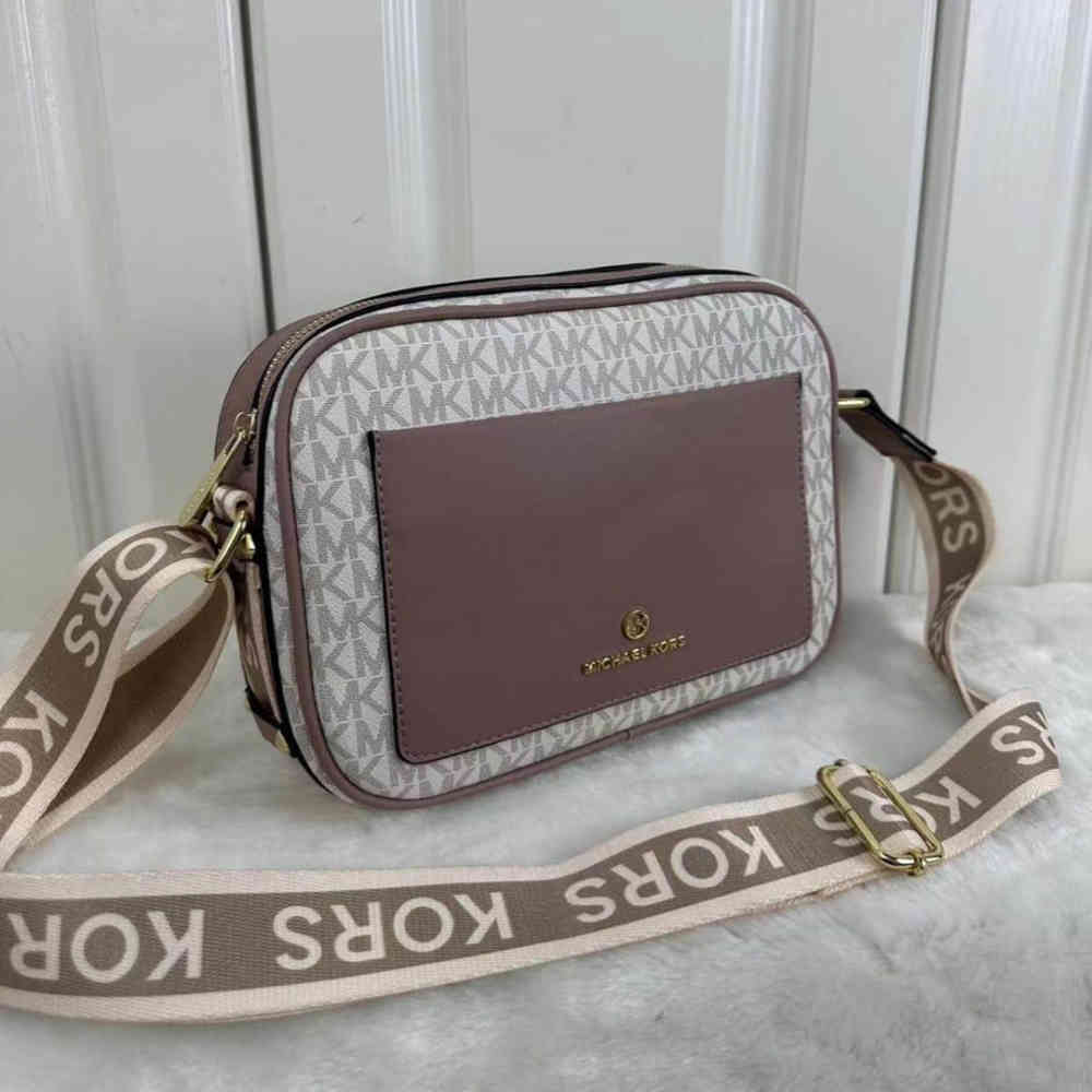 White & Beige Michael Kors Maeve Black Crossbody Sling Bag