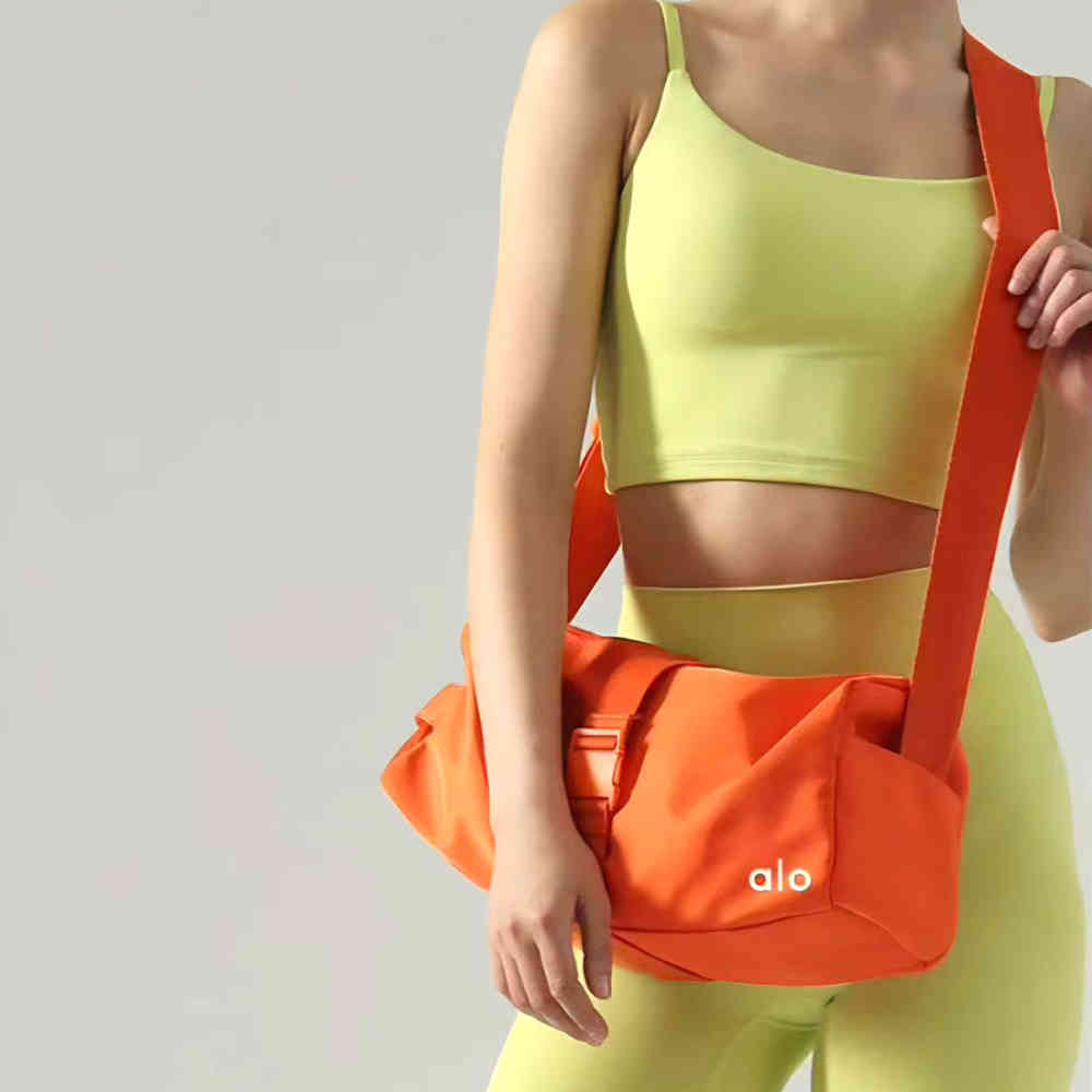 Orange Alo Medium Black Duffel Bag