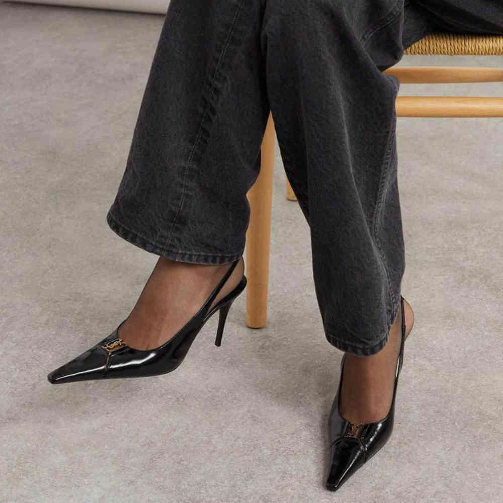 Saint Laurent Babylone Breteuil Slingback Pumps-thumb-5