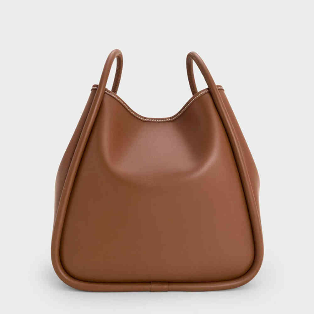 Charles & Keith Lyla Tubular Small Brown Tote Bag-1