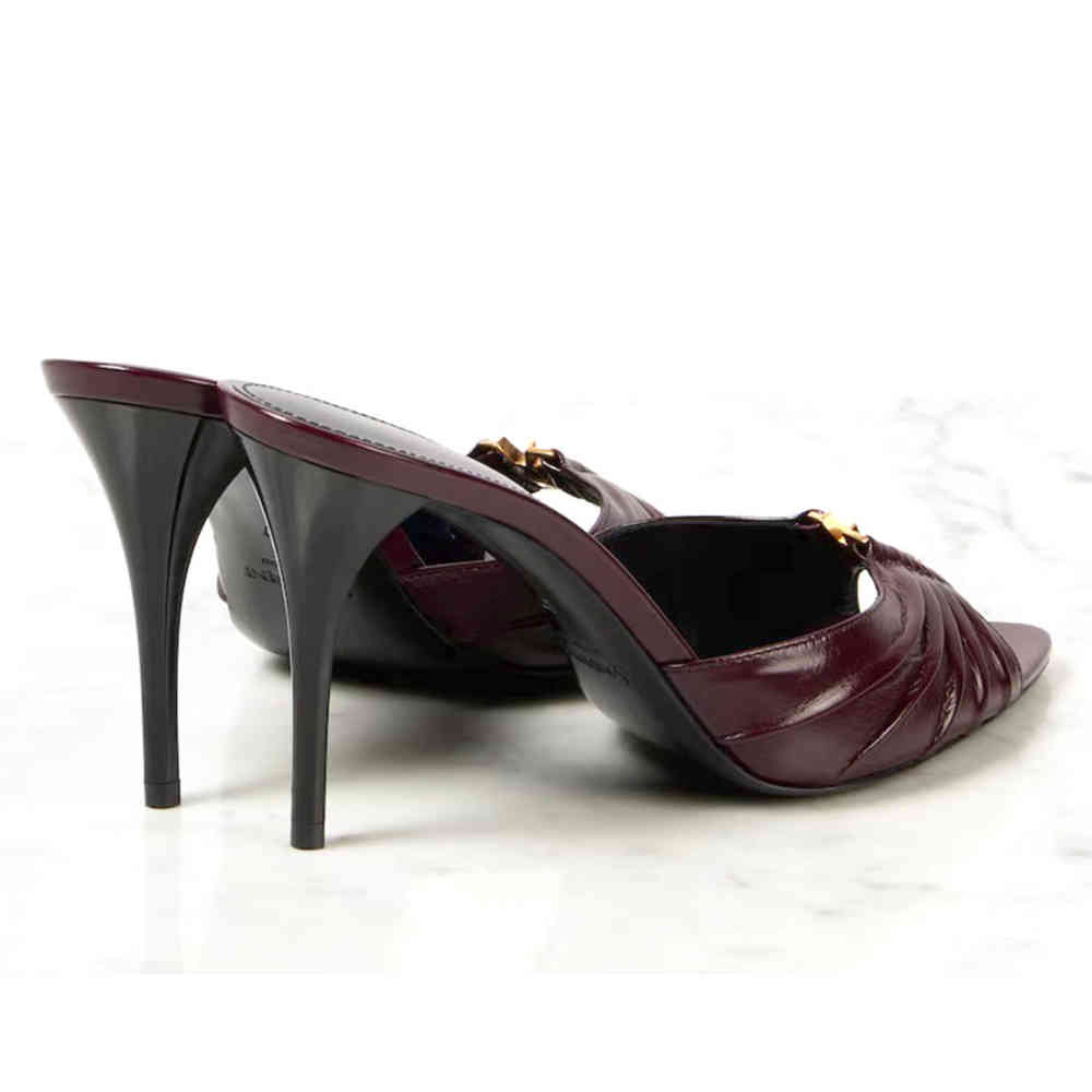 Saint Laurent Wine Patent Leather Babylone Mules-thumb-3