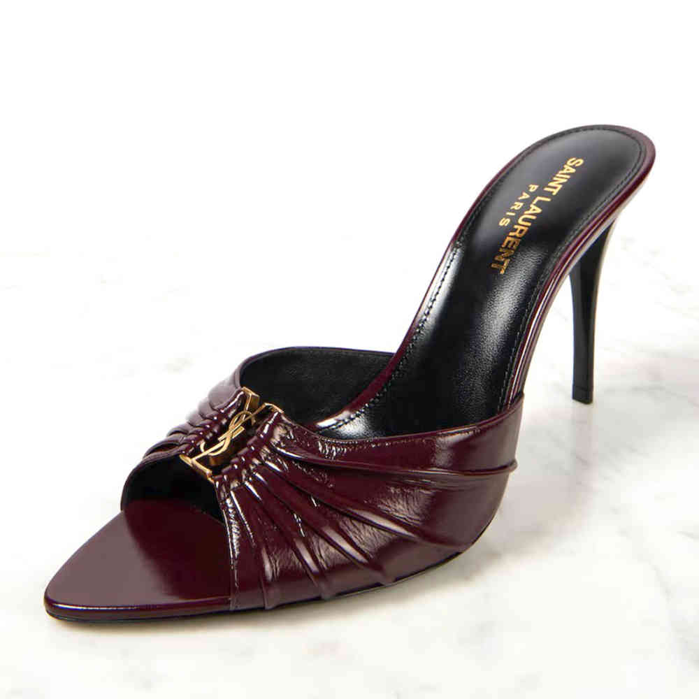 Saint Laurent Wine Patent Leather Babylone Mules-thumb-2