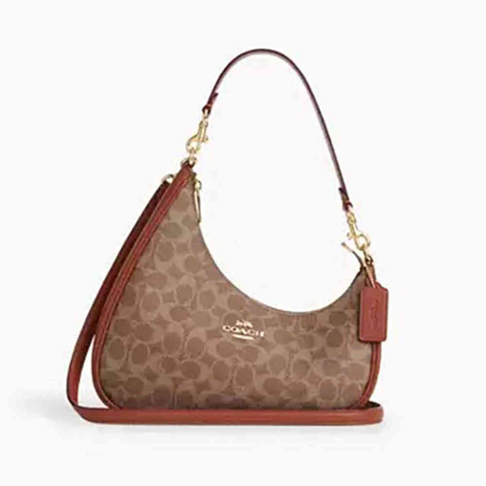 Brown Coach Teri Twisted Black Shoulder Bag