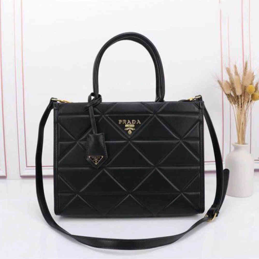 Prada Symbole Bag Large Black Leather Tote Bag-1