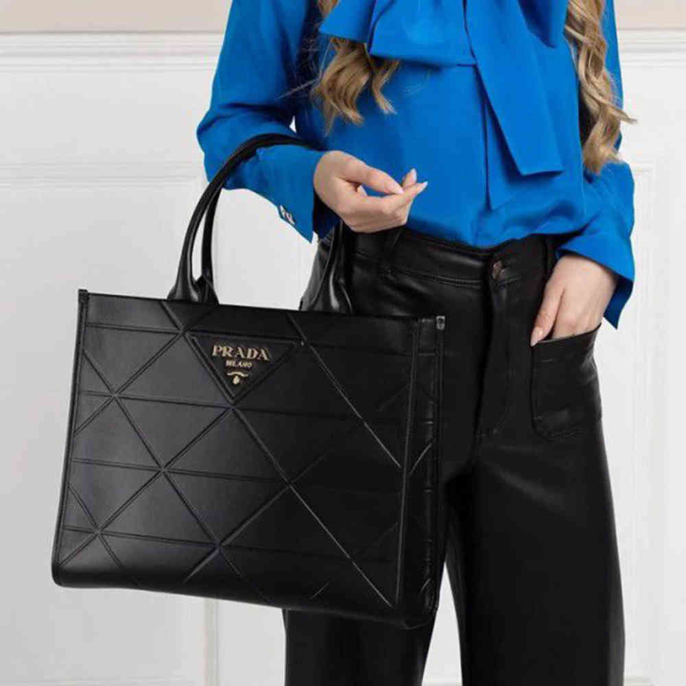 Prada Symbole Bag Large Black Leather Tote Bag-2