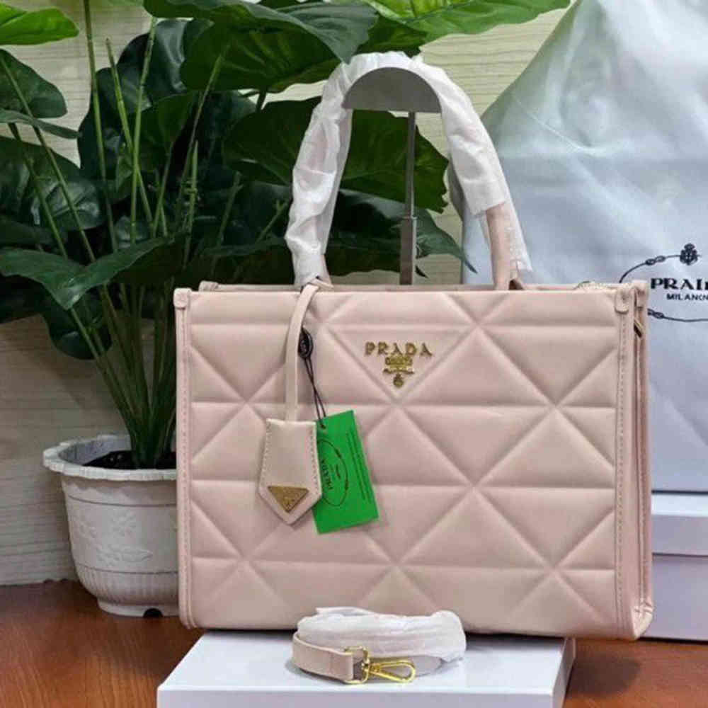 Cream Prada Symbole Bag Large Brown Leather Tote Bag