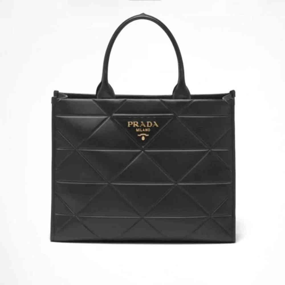 Black Prada Symbole Bag Large Brown Leather Tote Bag