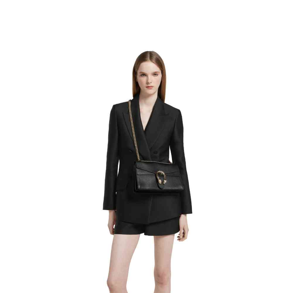 Gucci Crystal Dragon Black Leather Sling Bag-8