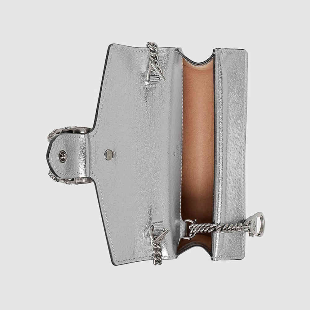 Gucci Crystal Dragon Silver Leather Sling Bag-thumb-2