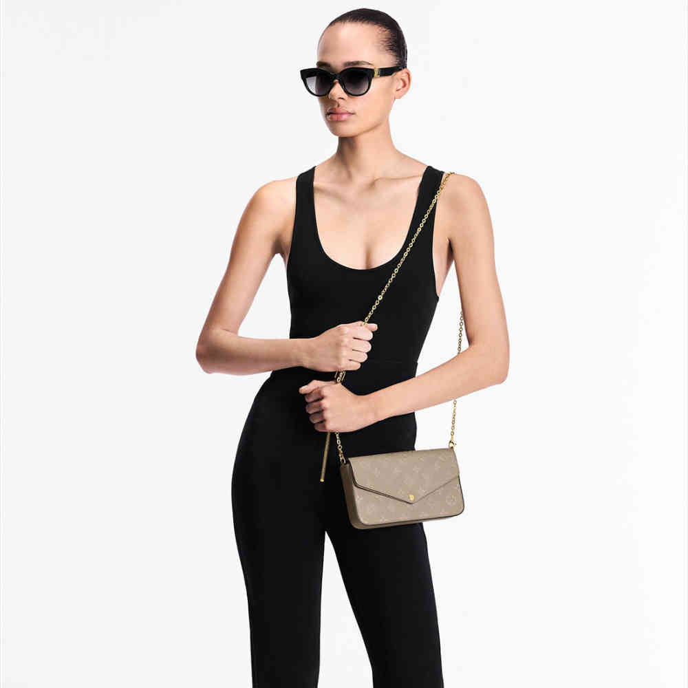 Louis Vuitton Felicie Beige Sling Bag-7