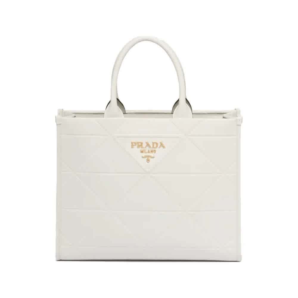 Prada Symbole Bag Large White Leather Tote Bag-thumb-0