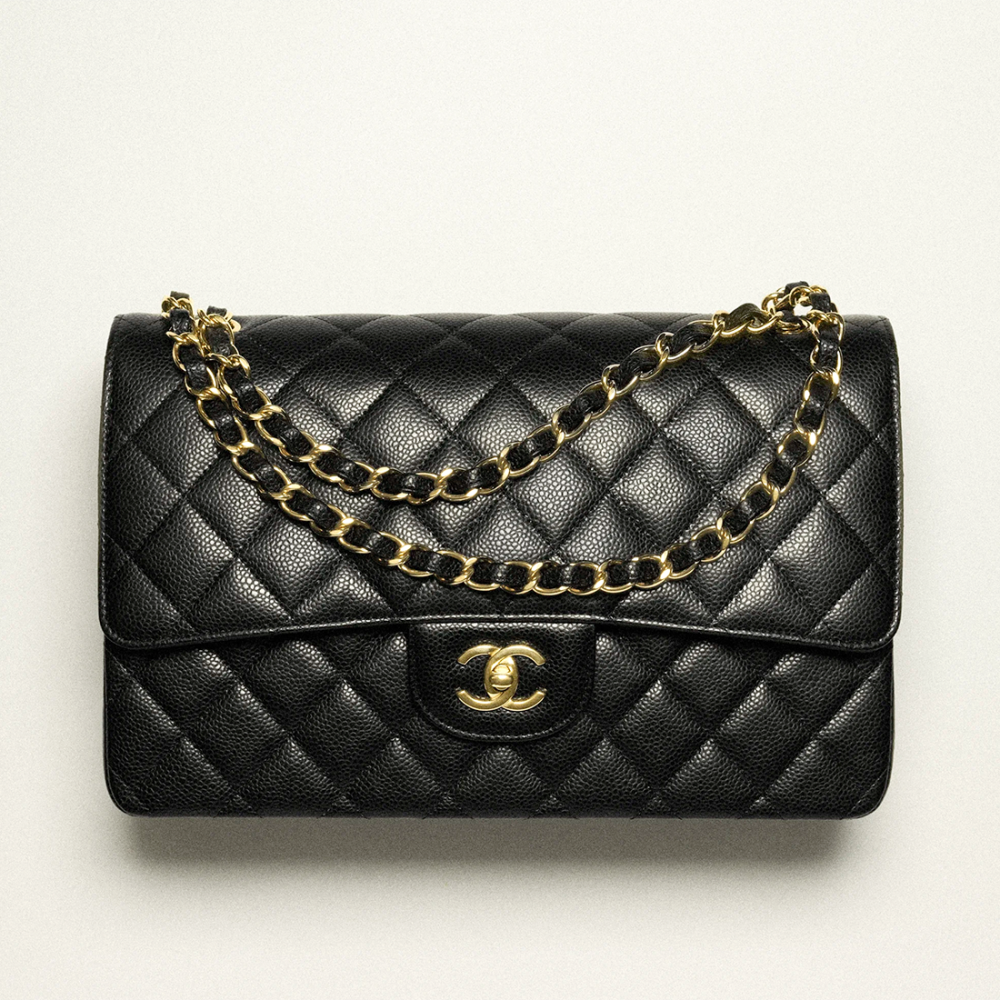 Black Chanel Jumbo Classic Wine Sling Bag