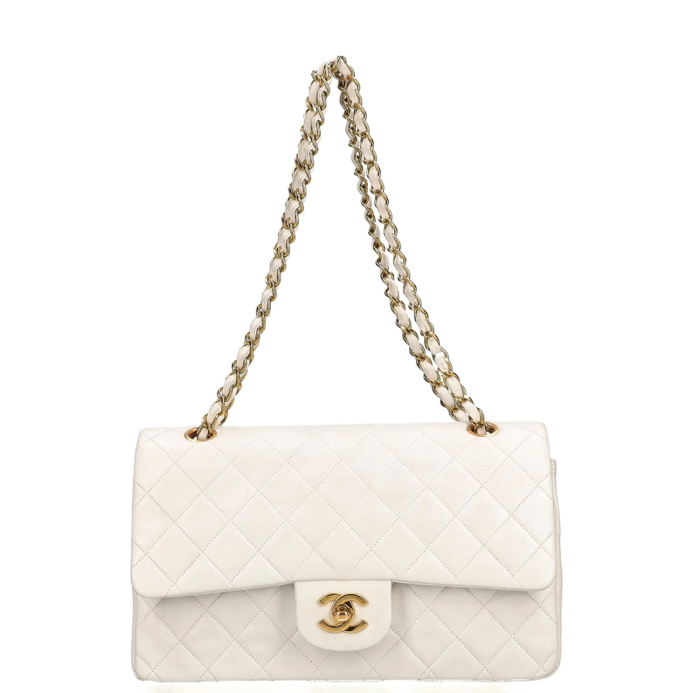 White Chanel Jumbo Classic Wine Sling Bag