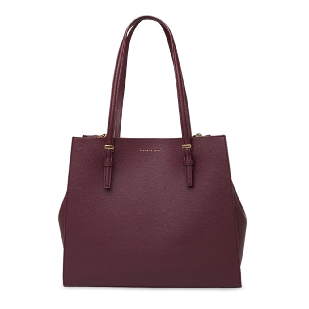 Wine Charles & Keith Multi Packet Beige Tote Bag