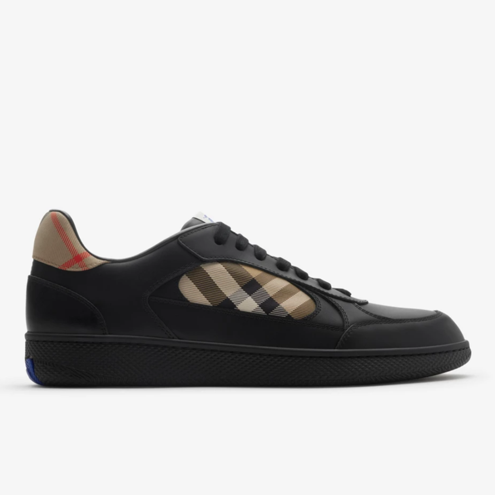 Burberry Terrace Leather and Check Sneakers-thumb-0