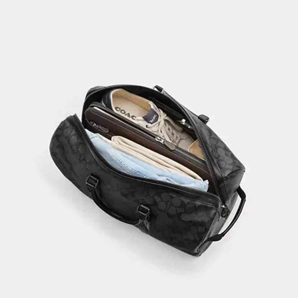 Coach Signature Canvas Black Duffle Bag-4