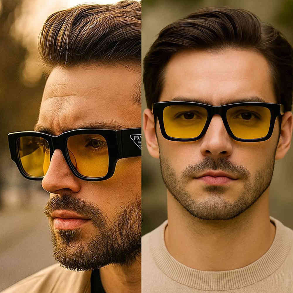 Prada Symbole Square Frame Golden Sunglasses-1
