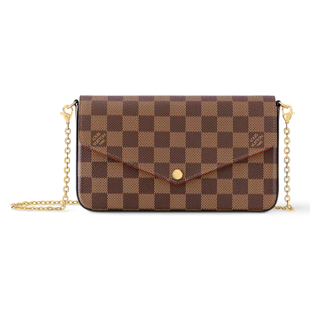 Brown Louis Vuitton Felicie White Sling Bag