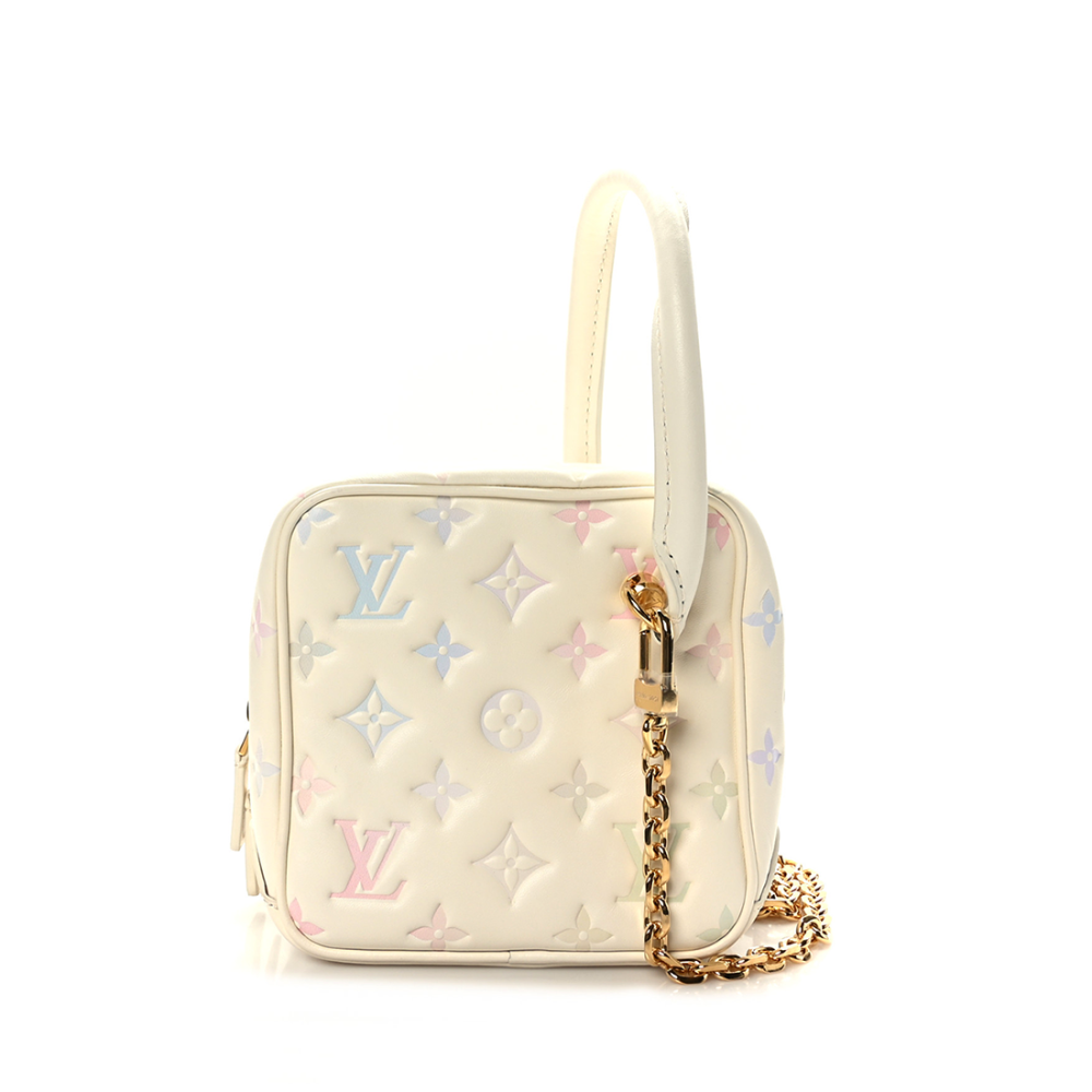 White Louis Vuitton Blue Square Handbag with Handbag