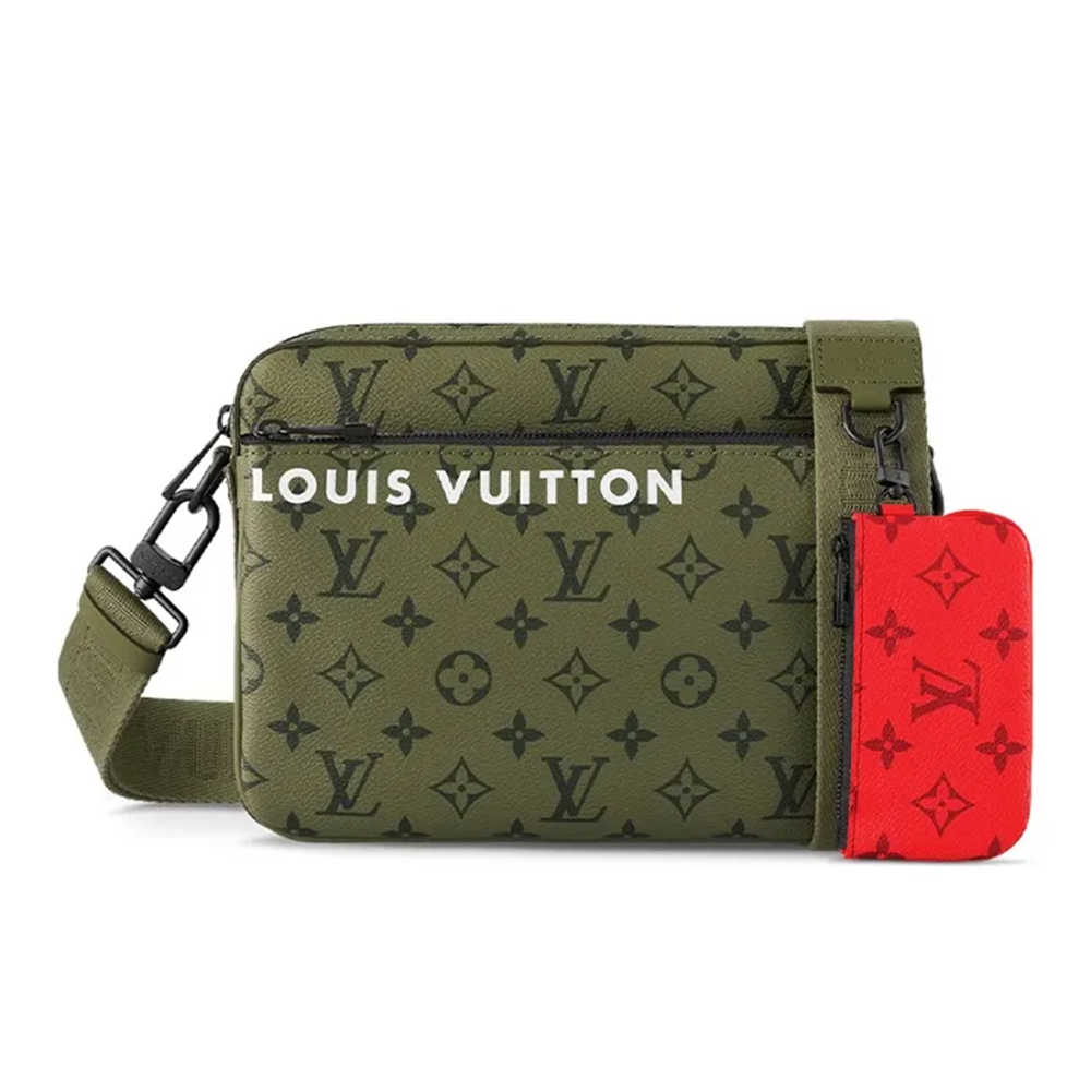 Green Louis Vuitton Abloh Trio Messenger White Sling Bag