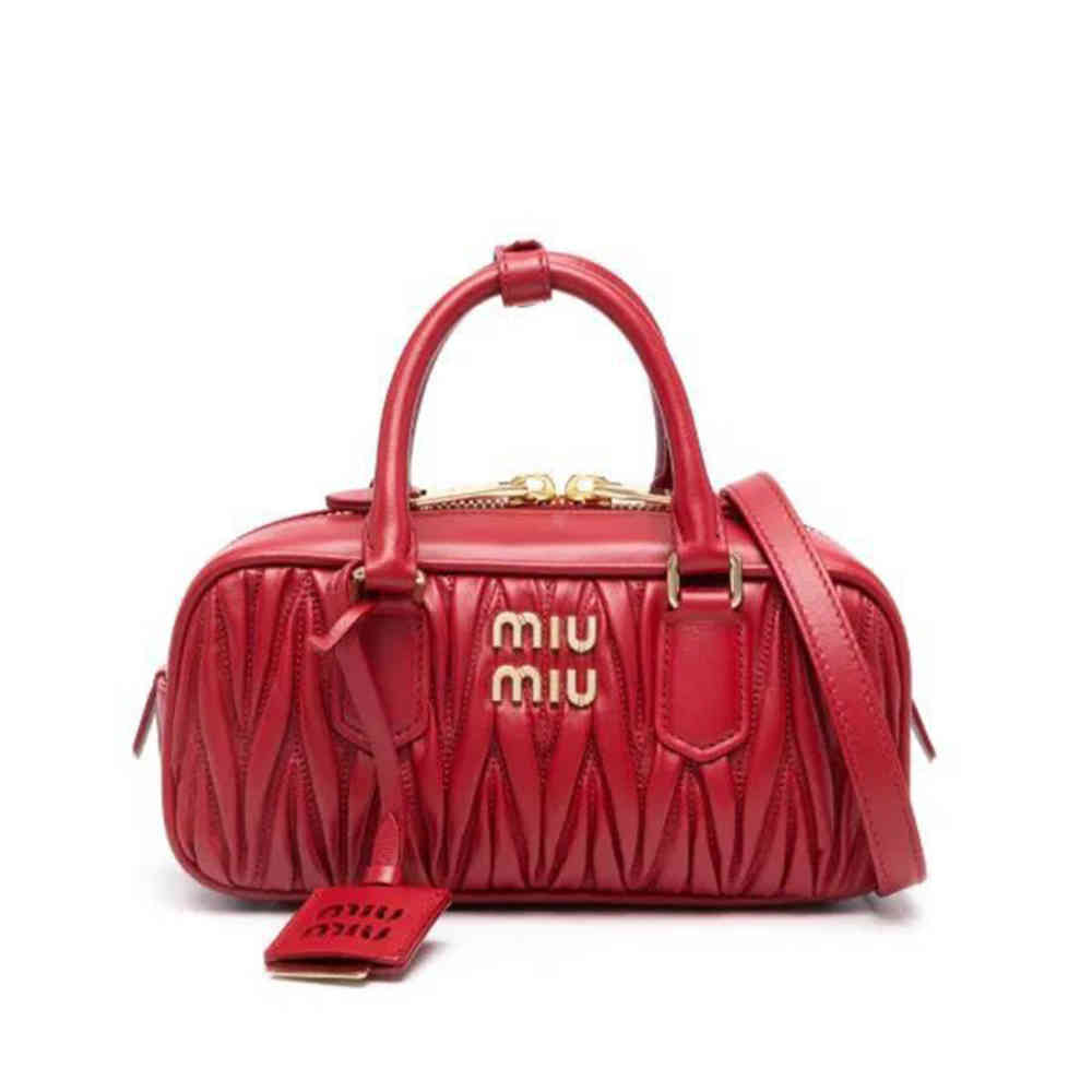 Red Miu Miu Arcadie Matlasse Pink Nappa Handbag