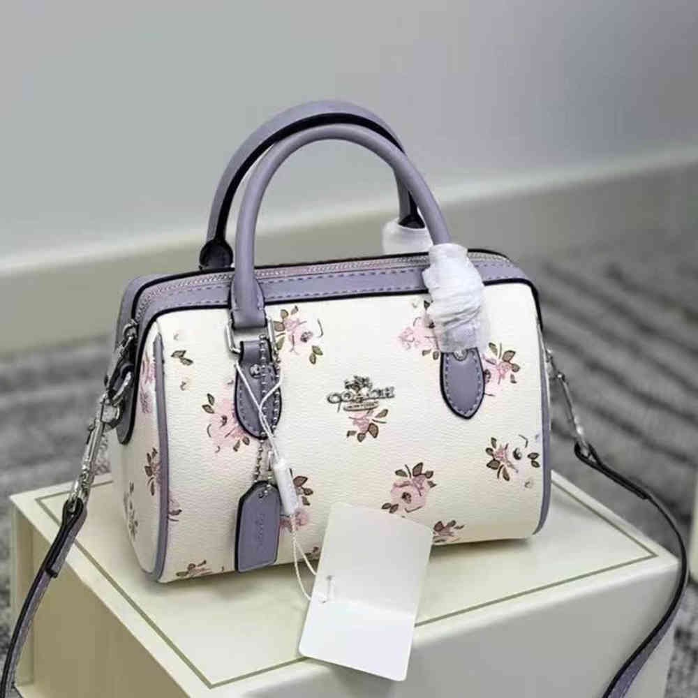 Purple Coach Rowan Crossbody White Handbag